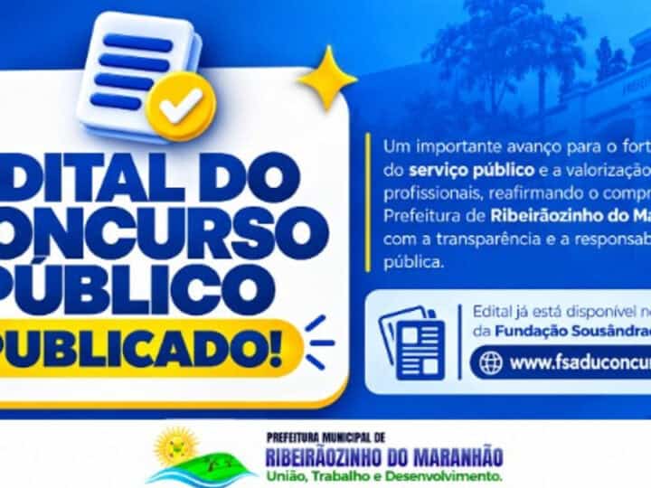 Ribeirãozinho do Maranhão 2026 abre 211 vagas em três editais