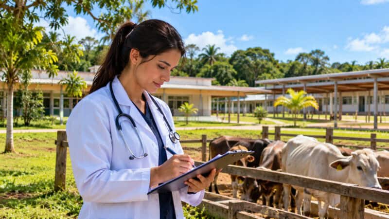 Seleção para professor visitante da UERR representada por profissional de Medicina Veterinária em ambiente universitário rural