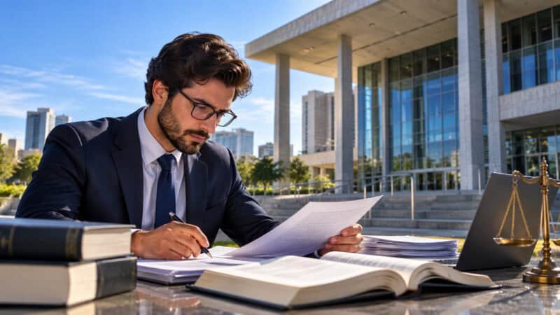 concurso TRT 4 em cena de preparação diante de edifício judicial